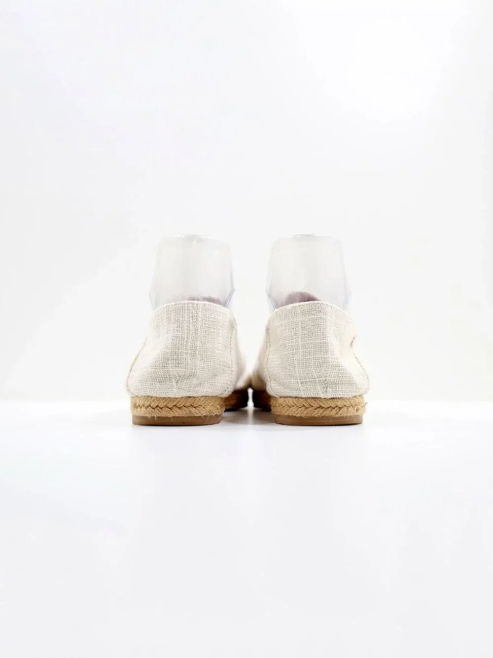 Jack Rogers Audrey Beige & Silver Linen Espadrille Loafer Flats - 9